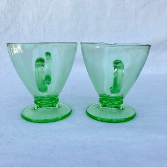 Hazel Atlas Ovide Green Uranium Open Sugar and Creamer - Picture 3 of 9